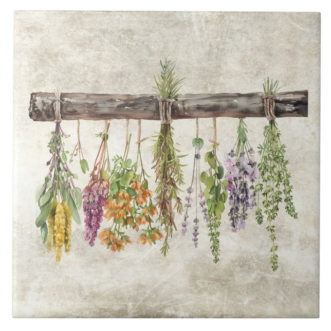 Sträuße aus getrockneten rustikalen Wildblumen  Fliese (Vorderseite)