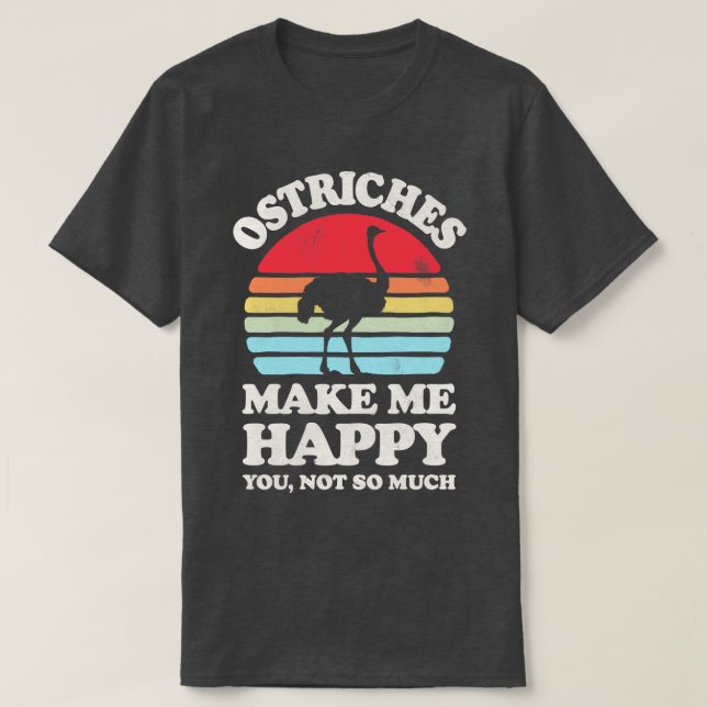 Strauße machen mich glücklich, ein Sunset Retro fü T-Shirt (Design vorne)