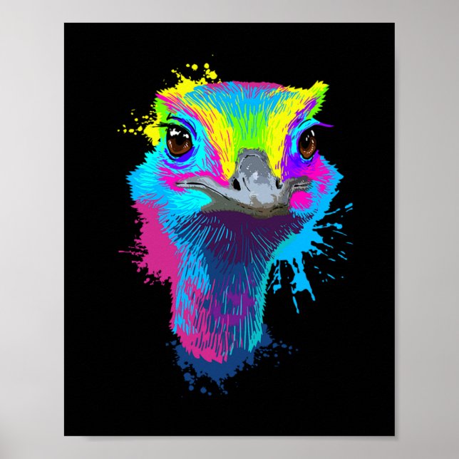 Straußenfarbener Vogel Lover Ostrien Poster (Vorne)