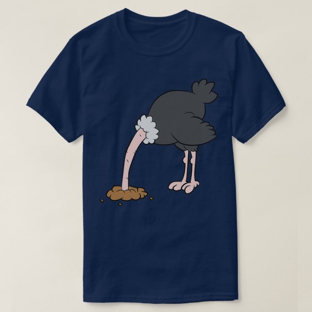 Straußenkopf im Sand T-Shirt (Design vorne)