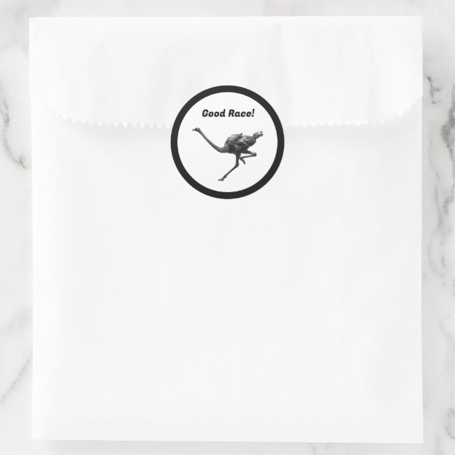 Straußenmatte Sketch, Coole Vogelkunst Runder Aufkleber (Tasche)
