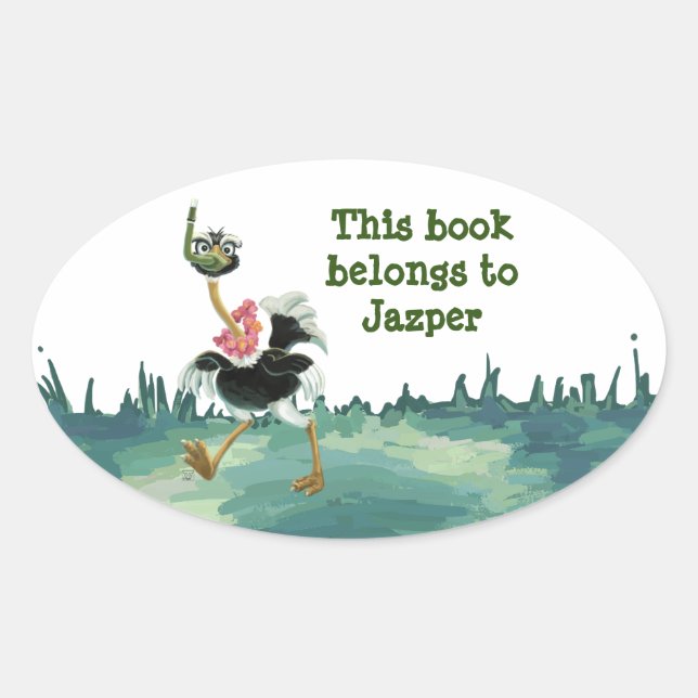 Straußenrennen im Sumpf Ovaler Aufkleber (Vorderseite)