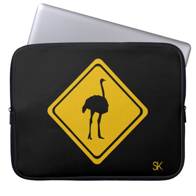 Straußenschild Laptopschutzhülle (Vorderseite)