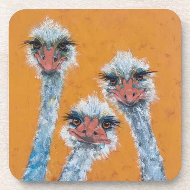 Straußenschwänzer aus Hartkunststoff Getränkeuntersetzer (Vorderseite)