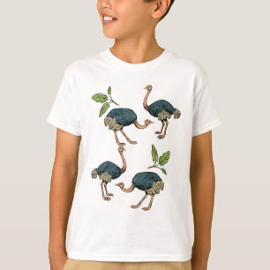 Straußvogel-Muster T-Shirt