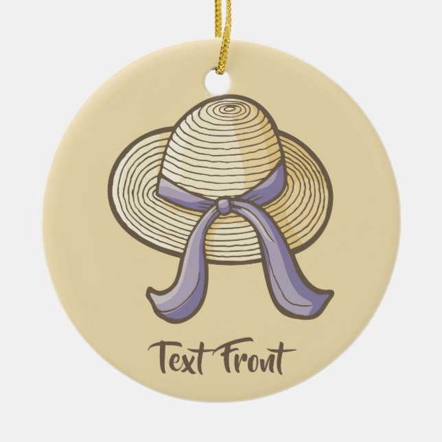 Straw Hat Beige Keramik Ornament (Vorne)