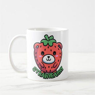 Strawbearry! Niedlicher Erdbeerbär Pub Cartoon Kaffeetasse
