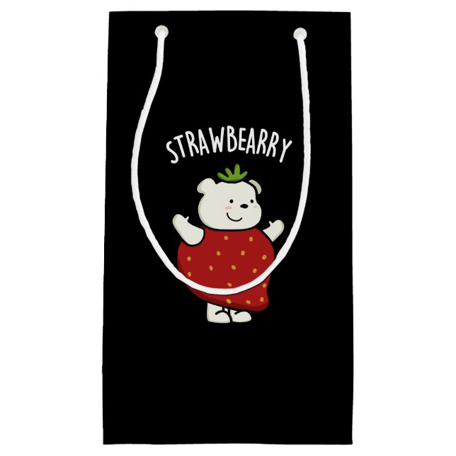 Strawbeary Funny Strawberry Bear Pub Dark BG Kleine Geschenktüte (Vorderseite)