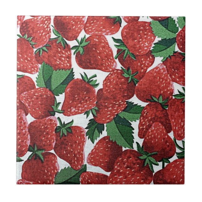 Strawberries and Cream Pattern Fliese (Vorderseite)