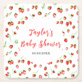 Strawberries and Daisies Baby Shower Rechteckiger Pappuntersetzer