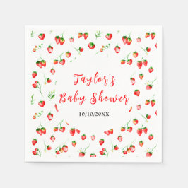 Strawberries and Daisies Baby Shower Serviette