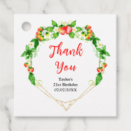 Strawberries and Daisies Birthday Party Danke Geschenkanhänger