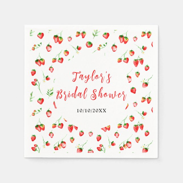 Strawberries and Daisies Bridal Shower Serviette (Vorderseite)