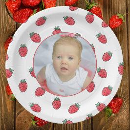Strawberries and Photo Birthday Party Pappteller