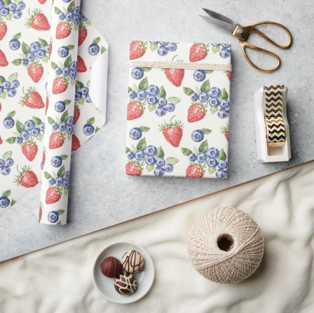 Strawberries Blueberries Fruit Geschenkpapier (Kunsthandwerk)