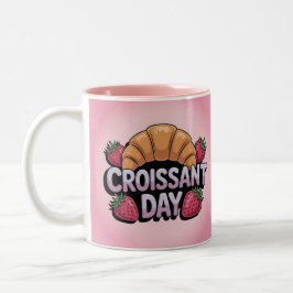 Strawberries Croissant Day Pink Mug Zweifarbige Tasse