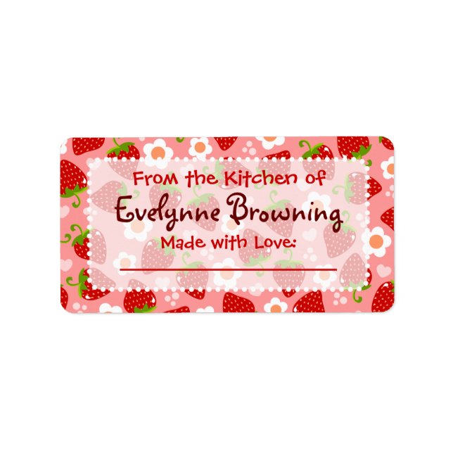 Strawberries Custom Canning / Jar Labels Adressaufkleber (Vorne)