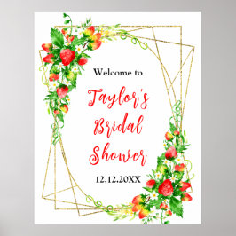 Strawberries Daisies Bridal Shower Welcome Sign Poster