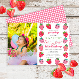 Strawberries Girl Foto Berry Geburtstagsparty Einladung
