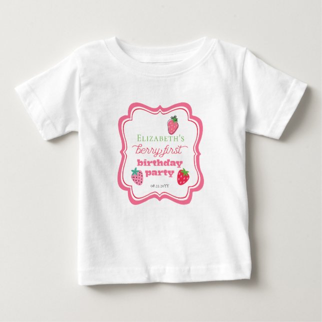 Strawberries Girl's Berry First Birthday Party Baby T-shirt (Vorderseite)