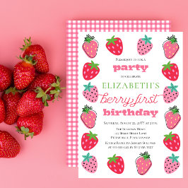 Strawberries Girl's Berry First Birthday Party Einladung
