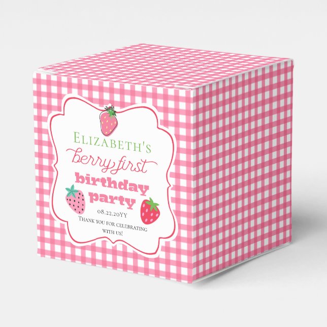 Strawberries Girl's Berry First Birthday Party Geschenkschachtel (Vorderseite)