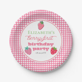 Strawberries Girl's Berry First Birthday Party Pappteller