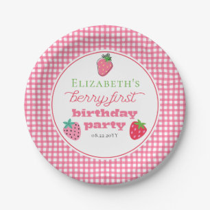 Strawberries Girl's Berry First Birthday Party Pappteller
