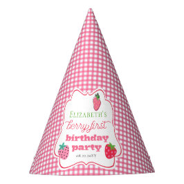 Strawberries Girl's Berry First Birthday Party Partyhütchen