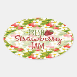 Strawberries Jam Canning Label Ovaler Aufkleber