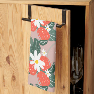 Strawberries Picking Pattern Handgezogene Patronen Geschirrtuch
