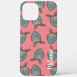 Strawberries Pink Blue Mit Monogramm Case-Mate iPhone Hülle
