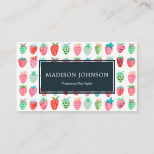 Strawberries Red Monogram Custom   Visitenkarten Visitenkarte