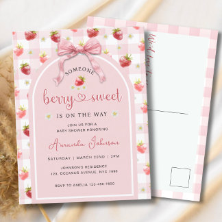 Strawberries Ribbon Berry Sweet Baby Showroom Postkarte