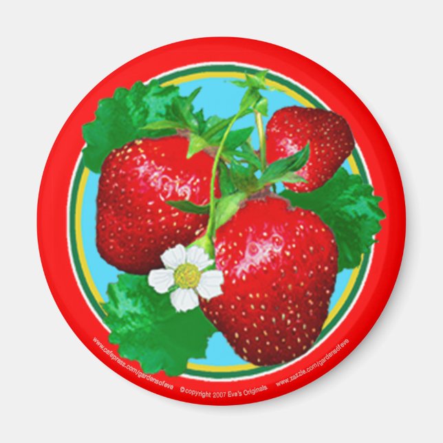 STRAWBERRIES Round Magnet (Vorne)