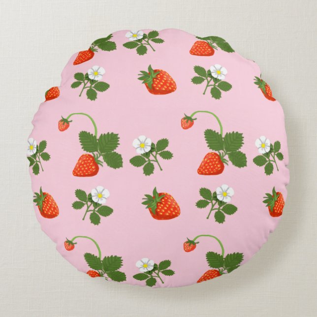 Strawberries Rundes Kissen (Vorderseite)