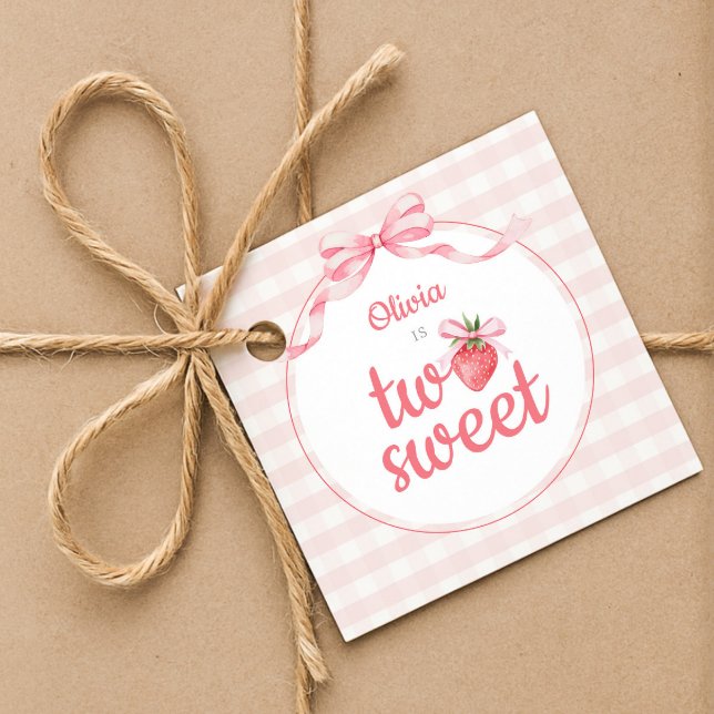Strawberries Two Sweet 2nd Birthday Geschenkanhänger (Strawberries Two Sweet 2nd Birthday Favor Tags)