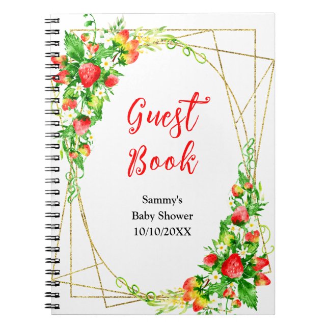 Strawberries und Daisies Baby Shower Guest Book Notizblock (Vorderseite)