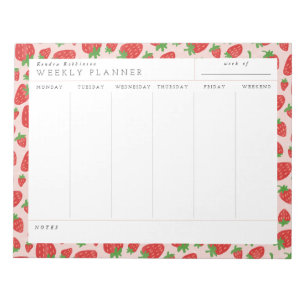 Strawberries Weekekly Planner Notepad Notizblock