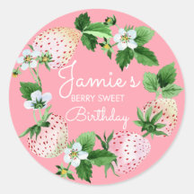 Strawberries White First Birthday Party