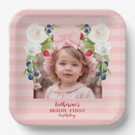 Strawberry 1. Berry Sweet Birthday Willkommenszeic Pappteller