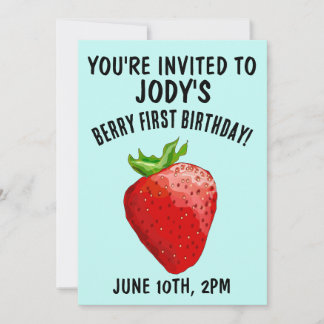 STRAWBERRY 1. BIRTHDAY AGE ONE, EINLADUNGEN