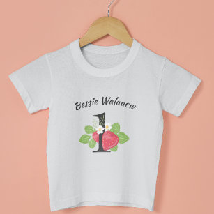 Strawberry 1 Erster Geburtstag Babyname Wasserfarb Baby T-shirt
