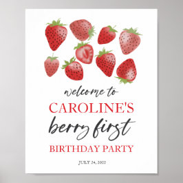 Strawberry 1. Geburtstag Begrüßungszeichen - Berry Poster