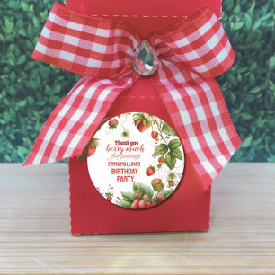 Strawberry 1. Geburtstag Berry Erste Einladung Runder Aufkleber