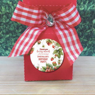 Strawberry 1. Geburtstag Berry Erste Einladung Runder Aufkleber