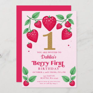 Strawberry 1. Geburtstag Berry Erster Geburtstag Einladung