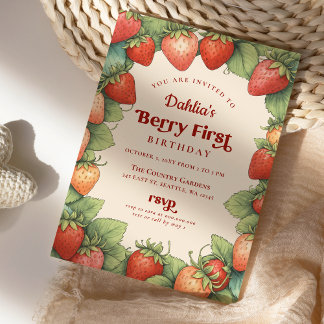 Strawberry 1. Geburtstag Berry Erster Geburtstag Einladung