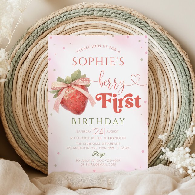 Strawberry 1. Geburtstag Berry Erster Geburtstag Einladung (Von Creator hochgeladen)