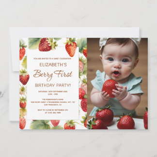 Strawberry 1. Geburtstag Berry Erstes Geburtstag F Einladung